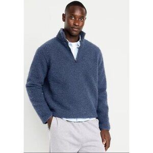 Old Navy Blue Men's Sherpa Quarter-Zip Pullover Sweatshirt Size Large